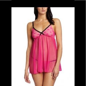 Betsey Johnson BLACK Sheer Mesh Babydoll Large